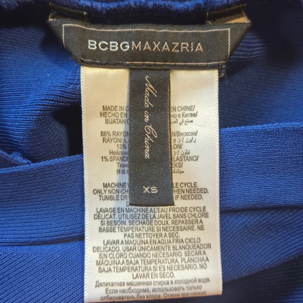 BCBGMAXAZRIA Royal Blue Bandage Cutout Mini Dress XS Crisscross A-Line Cocktail - Picture 3 of 12